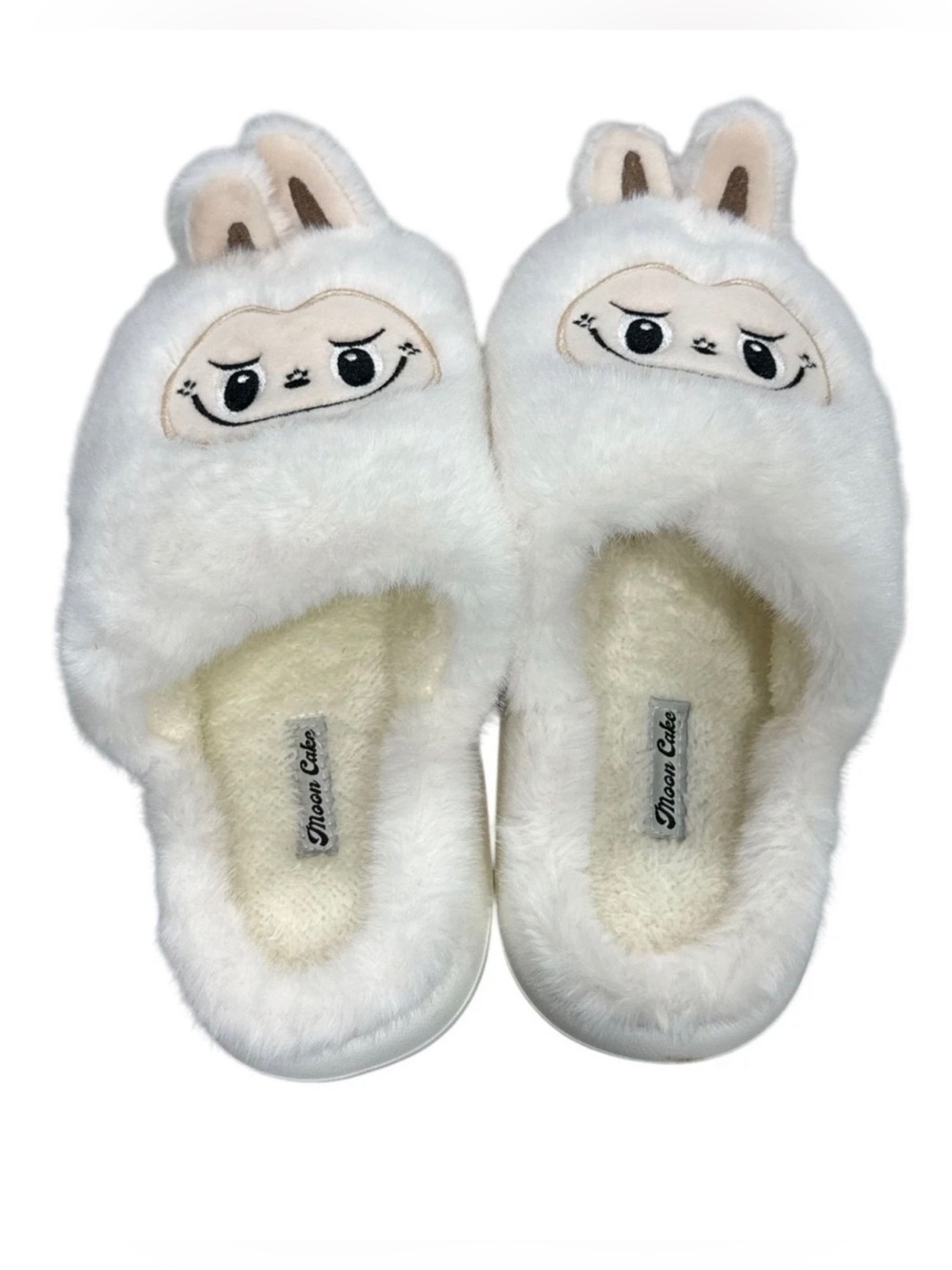 Moodpop Women's Fuzzy Llama Slippers With Memory Foam US Size 9/10 White Plush W